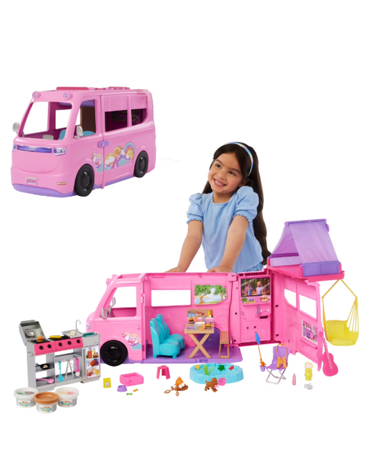Barbie Dream Camper Playset 60+ Accessories & Roof Tent