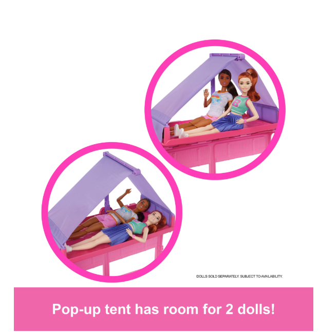 Barbie Dream Camper Playset 60+ Accessories & Roof Tent