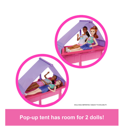 Barbie Dream Camper Playset 60+ Accessories & Roof Tent