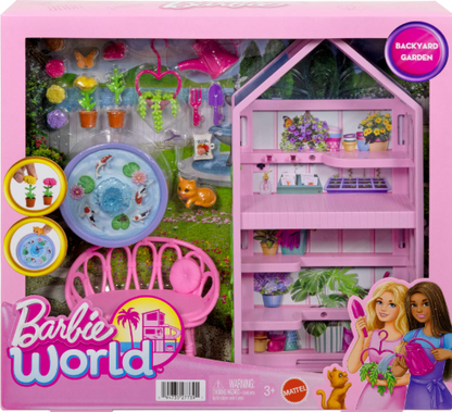 Barbie World Backyard Garden Playset with 17 Accessories