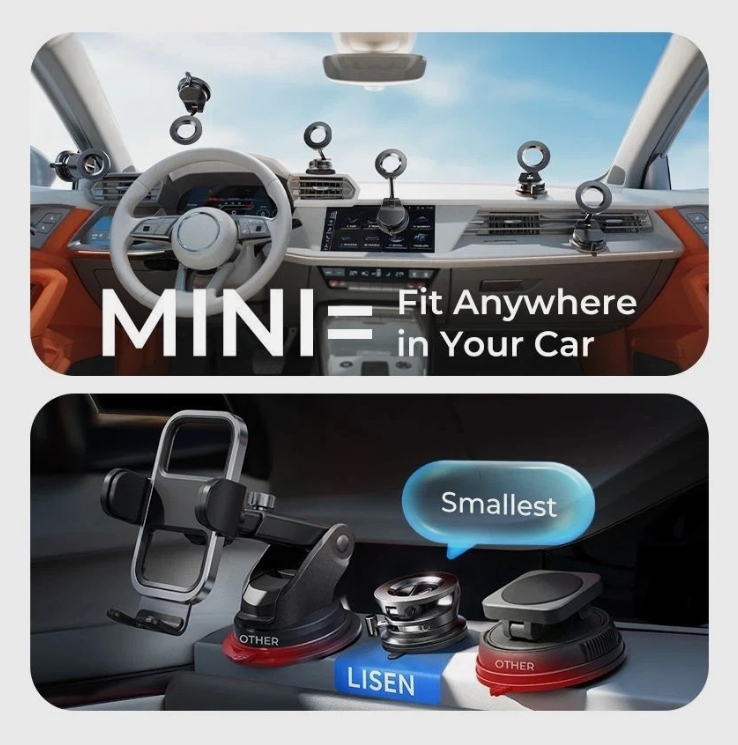 LISEN Retractable Magnetic Car Phone Mount 360° Holder