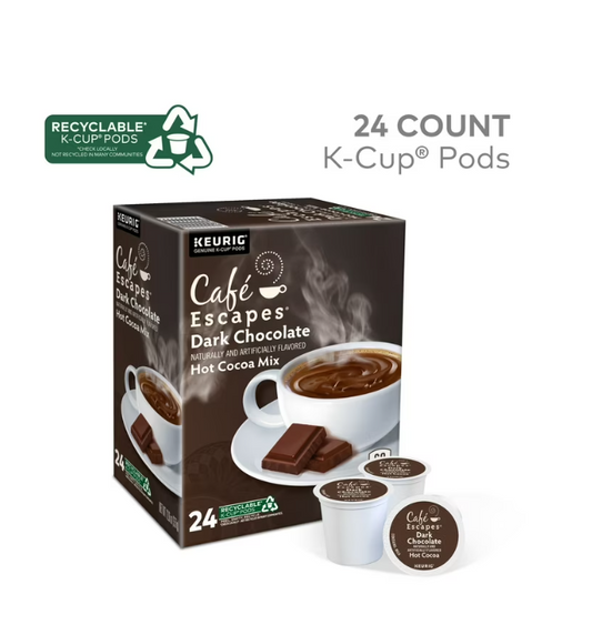 Cafe Escapes Dark Chocolate Hot Cocoa K-Cup 24 Count
