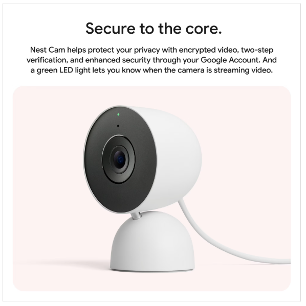 Google Nest Cam Indoor 2K Wired Security Camera Snow