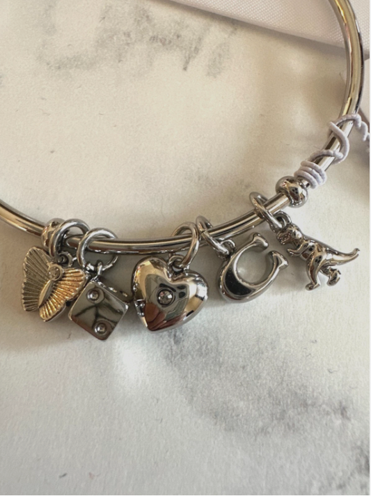 Coach Butterfly & Rexy Charm Cuff Bracelet Gold Tone