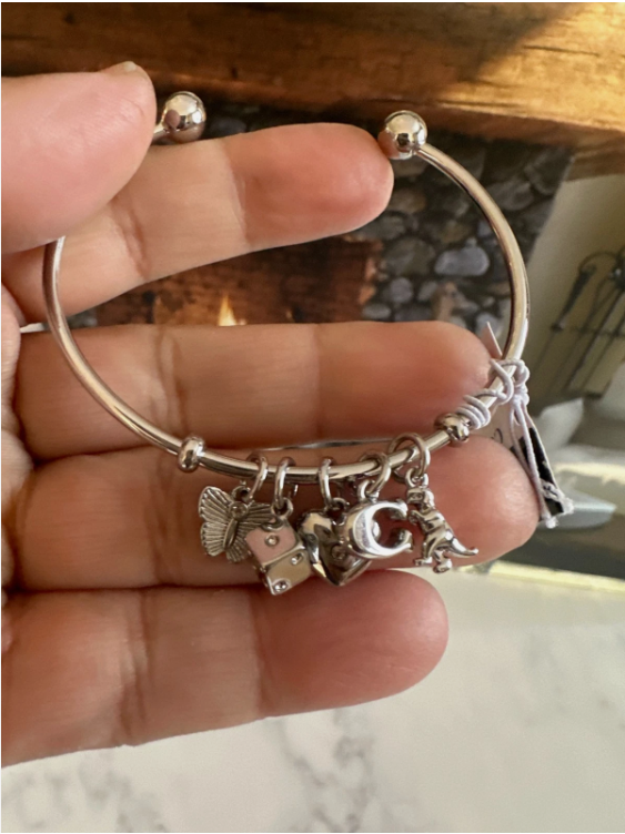 Coach Butterfly & Rexy Charm Cuff Bracelet Gold Tone