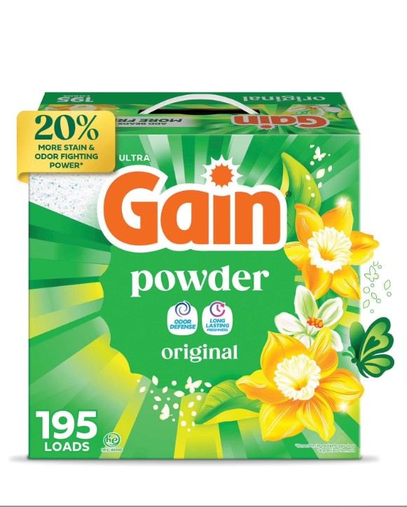 Gain Powder Laundry Detergent, Original, 195 Loads (180 Ounce)
