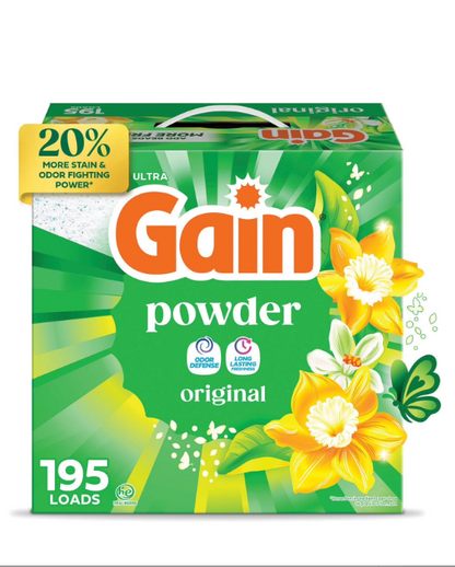 Gain Powder Laundry Detergent, Original, 195 Loads (180 Ounce)