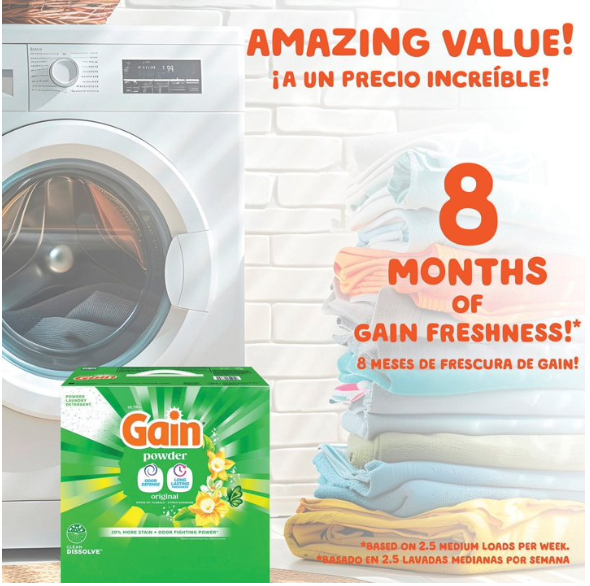 Gain Powder Laundry Detergent, Original, 195 Loads (180 Ounce)