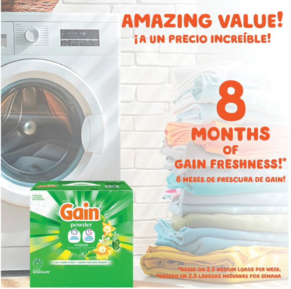 Gain Powder Laundry Detergent, Original, 195 Loads (180 Ounce)