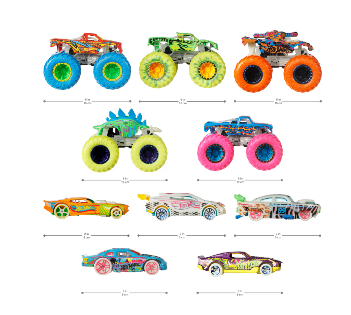Hot Wheels Monster Trucks Glow 10-Pack Vehicle Set