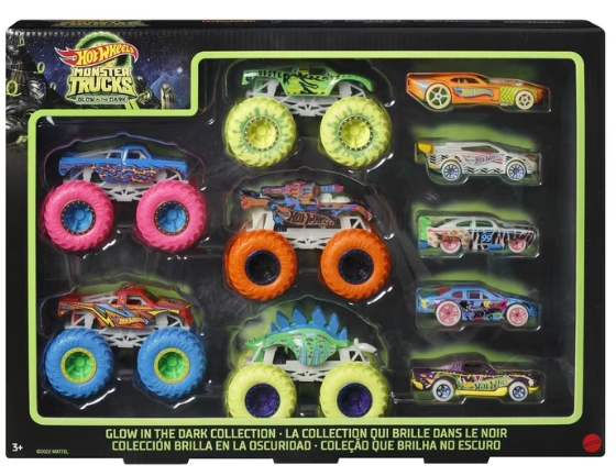 Hot Wheels Monster Trucks Glow 10-Pack Vehicle Set