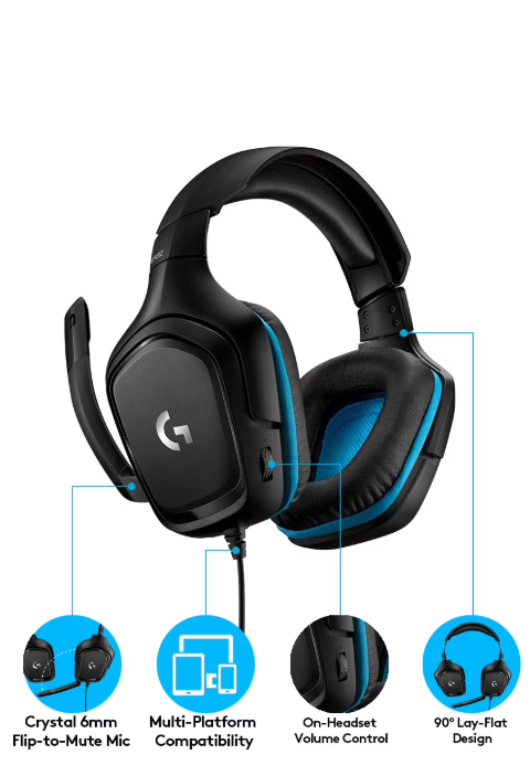 Logitech G432 Wired Gaming Headset 7.1 Surround Black