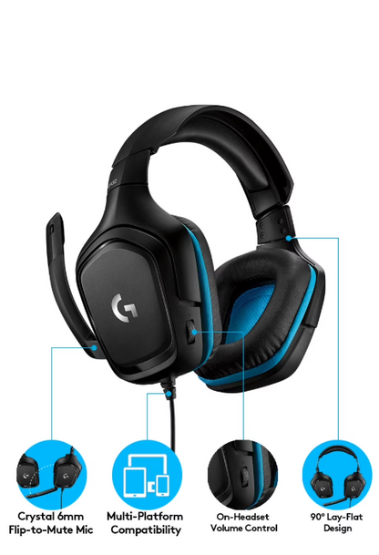 Logitech G432 Wired Gaming Headset 7.1 Surround Black