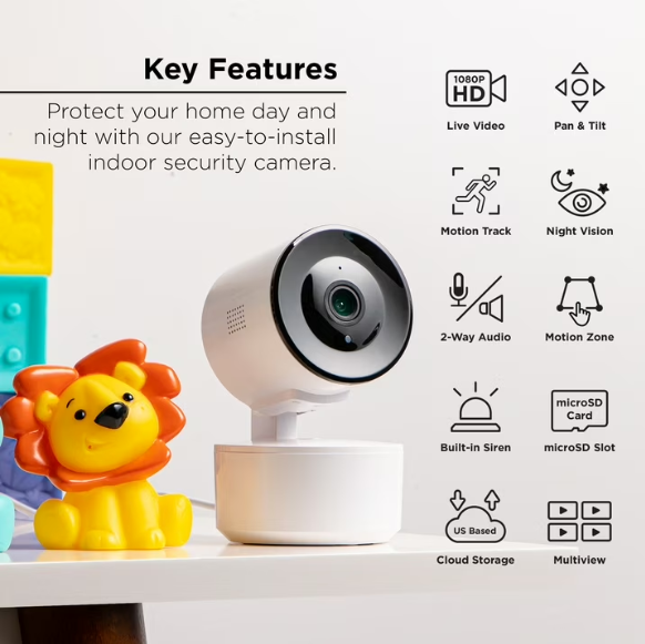 Merkury Smart 1080p Wi-Fi Indoor Auto-Tracking Camera