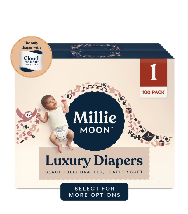 Millie Moon Luxury Diapers Size 1, 100 Count