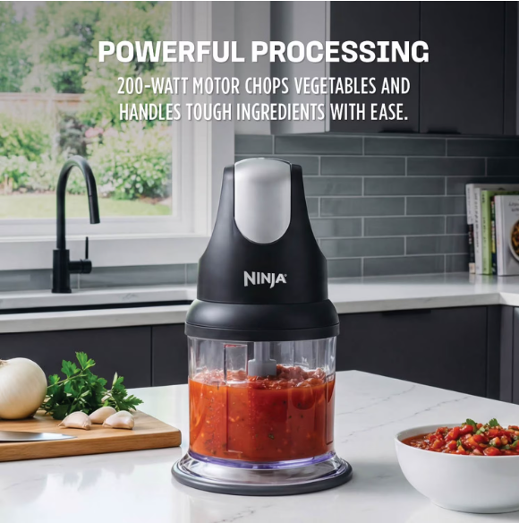 Ninja NJ100 2-Cup Food Chopper Gray One-Touch Pulse