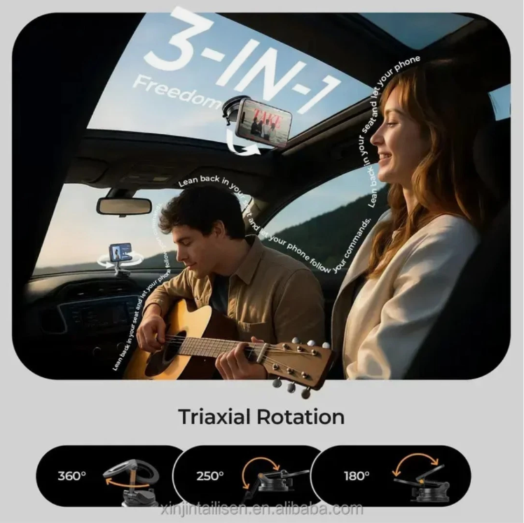 LISEN Retractable Magnetic Car Phone Mount 360° Holder