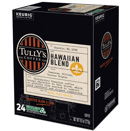 Tully's Coffee Hawaiian Blend K-Cup Pods Medium Roast Coffee 24 Count