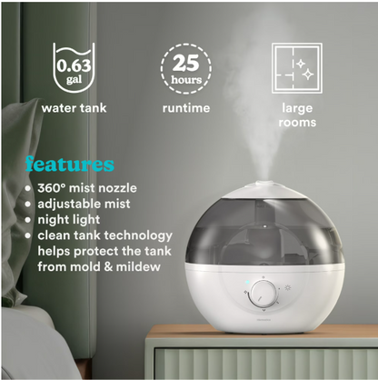 HoMedics Ultrasonic Cool Mist Top Fill Humidifier 4L