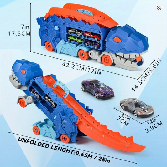 Dinosaur Eating Car T-Rex Transporter Hauler Toy